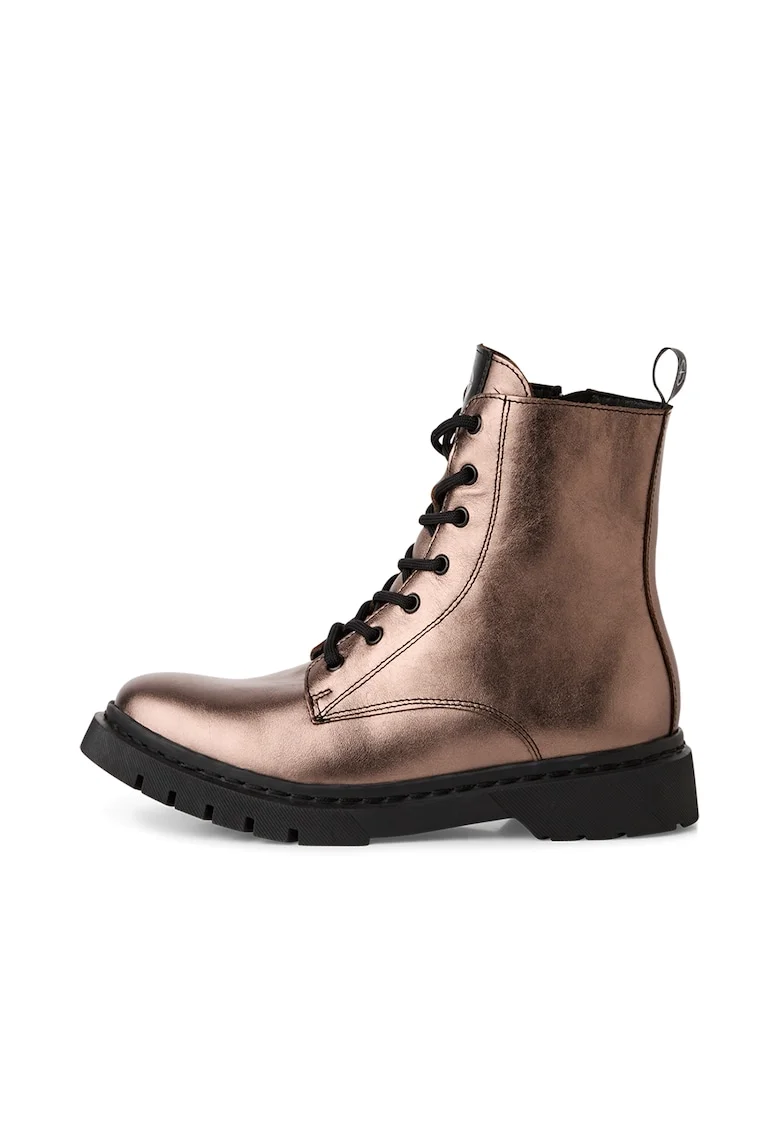 Bocanci de piele cu fermoar lateral, Bronz