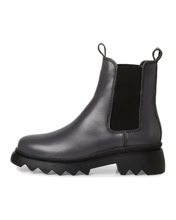 Ghete Chelsea din piele cu segmente elastice laterale, Gri inchis