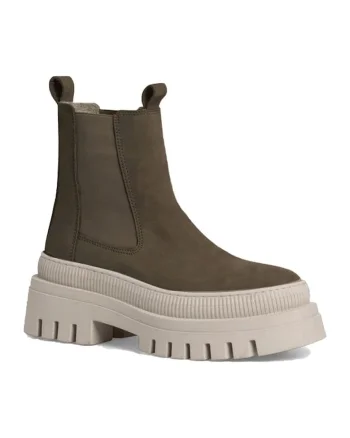 Ghete cu platforma dama,  casual, piele naturala, bej