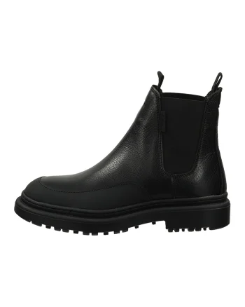 Ghete Chelsea din piele cu segmente din material textil Timbly, Negru