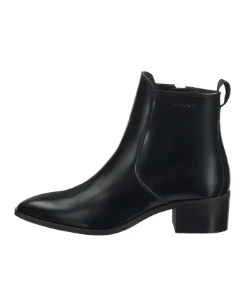 Botine din piele cu varf ascutit, Negru
