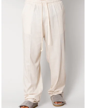 Pantaloni lung din IN cu snur Beige 17224, Bej
