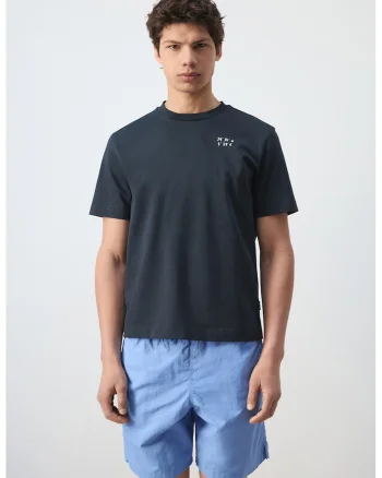Tricou regular fit de bumbaccu imprimeu, Albastru petrol