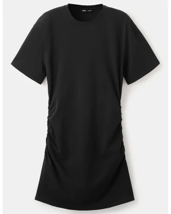 Rochie-tricou cu fonseuri, Negru