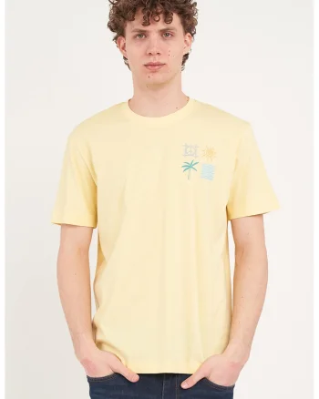 Tricou din bumbac cu imprimeu pe piept, Galben