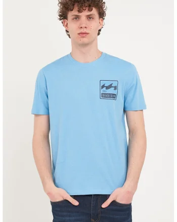 Tricou din bumbac cu imprimeu, Albastru deschis