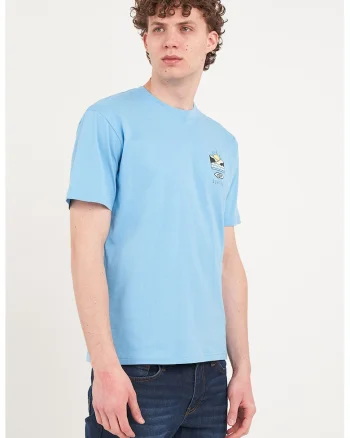 Tricou din bumbac cu imprimeu pe piept, Albastru deschis