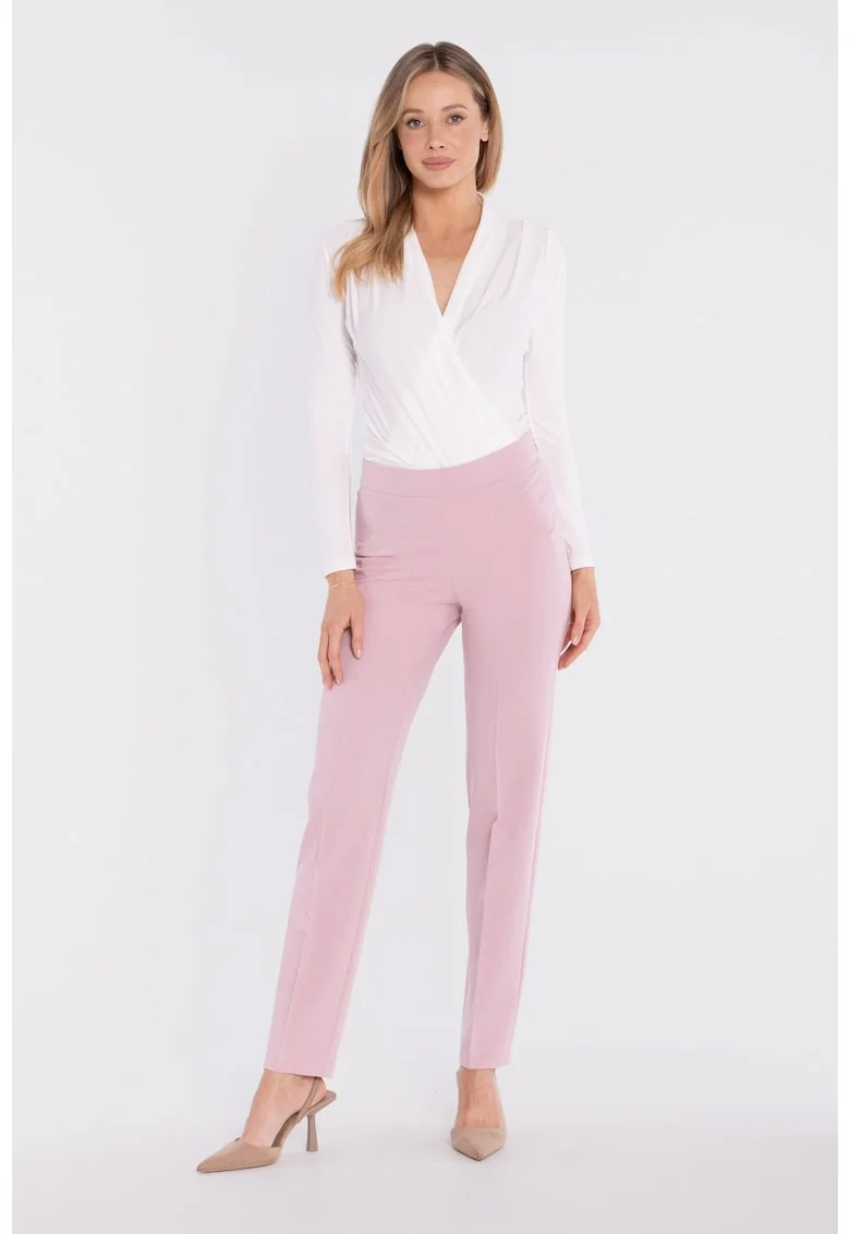Pantaloni tigareta cu fermoar lateral,  concept A trois, Roz, Lila