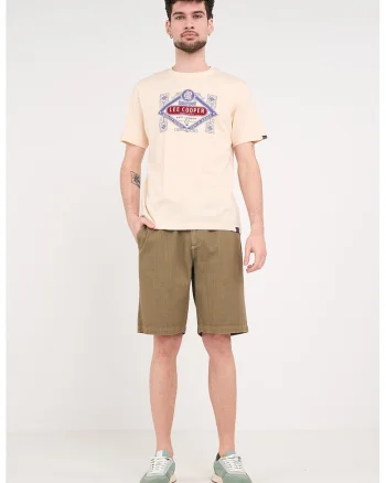 Pantaloni scurti din bumbac cu croiala conica si snur, Verde masliniu