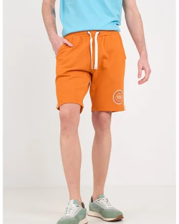 Pantaloni scurti din amestec de bumbac cu snur, Portocaliu mandarina