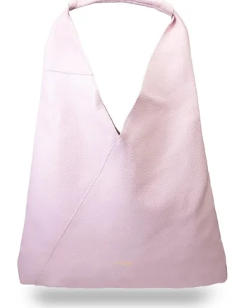 Geanta dama din piele naturala roz deschis Camelia, 46x50x2 cm