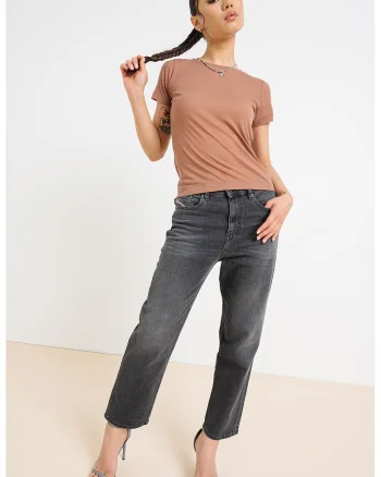 Tricou din modal cu decolteu la baza gatului Chaine, Roz somon