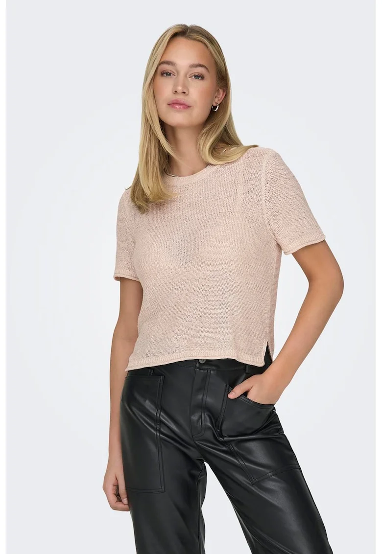 Pulover cu maneci scurte Sunny, Nude rose