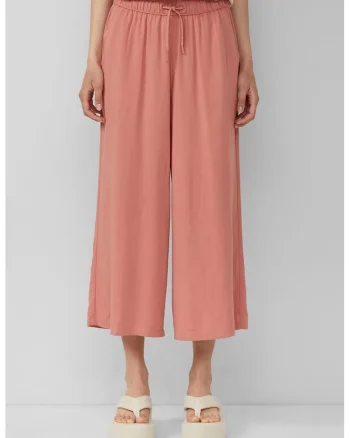 Pantaloni crop cu croiala ampla, Roz somon