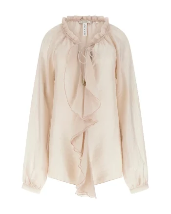 Bluza vaporoasa din amestec de lyocell, Crem