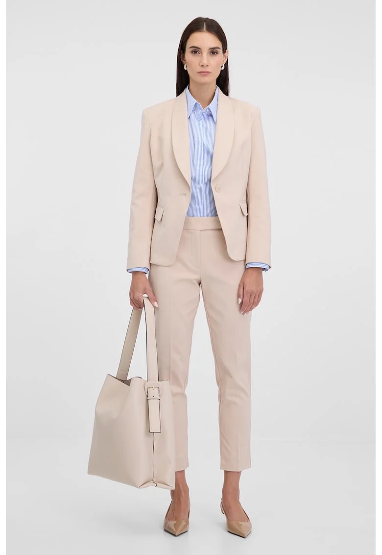 Pantaloni chino crop cu model uni, Piersica
