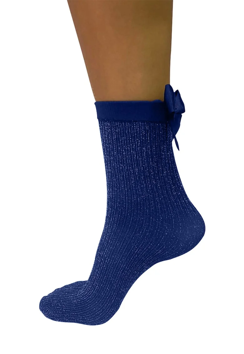 Sosete scurte cu insertii de lurex, Bleumarin