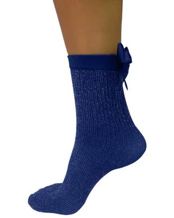 Sosete scurte cu insertii de lurex, Bleumarin