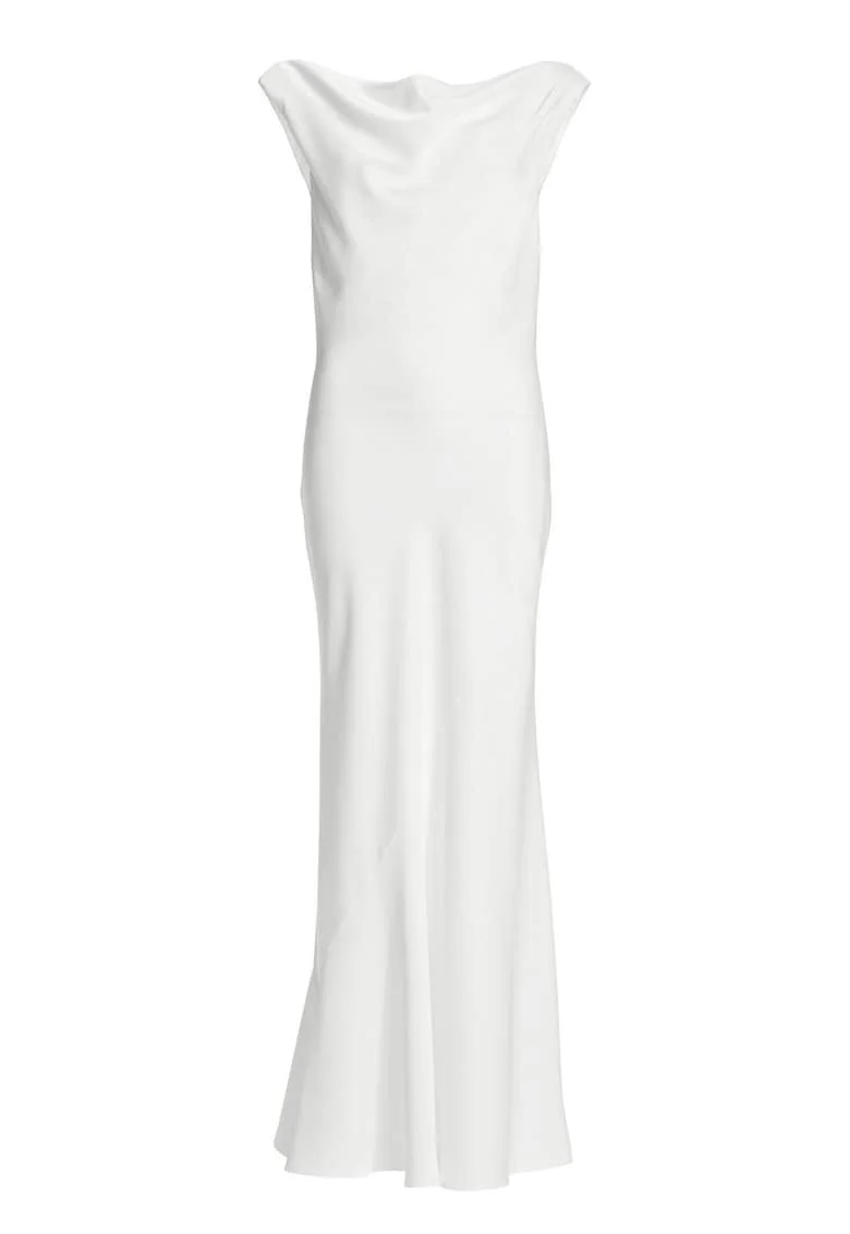 Rochie de seara,  tip swing, alb, poliester