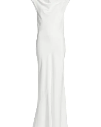 Rochie de seara,  tip swing, alb, poliester
