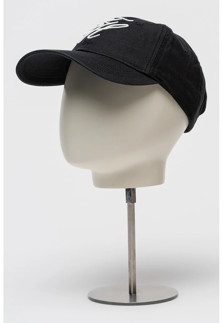 Sapca baseball de bumbac organic Script, Alb/Negru