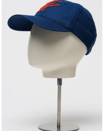 Sapca baseball de bumbac organic Script, Portocaliu/Albastru indigo