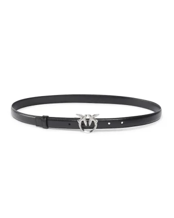 Curea subtire din piele Love, Negru