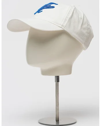 Sapca baseball de bumbac organic Script, Alb/Albastru royal