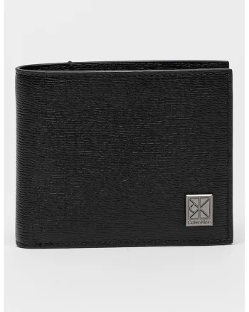 Portofel pliabil de piele cu aspect texturat, Negru