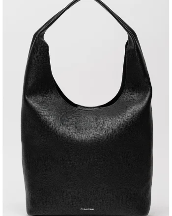 Geanta de piele ecologica cu etui detasabil si aspect granulat, Negru