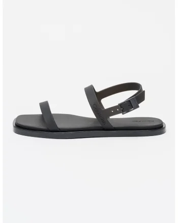 Sandale din material sintetic cu bareta pe glezna, Negru stins