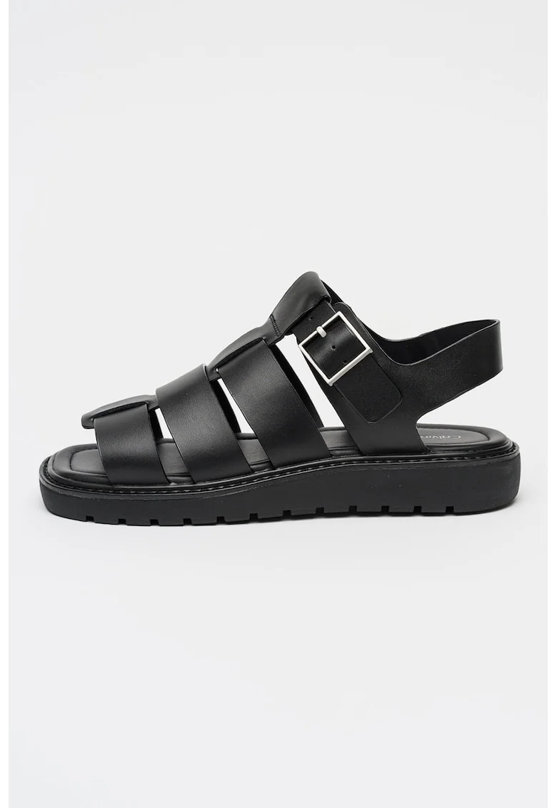 Sandale uni de piele, Negru