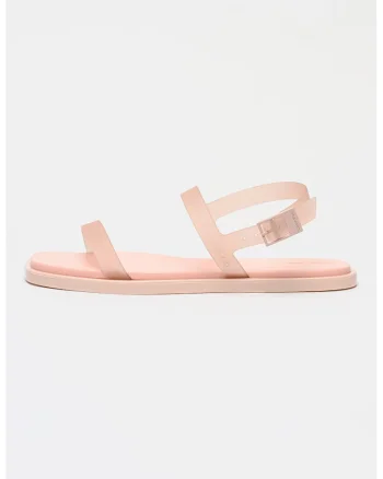 Sandale din material sintetic cu bareta pe glezna, Roz pastel