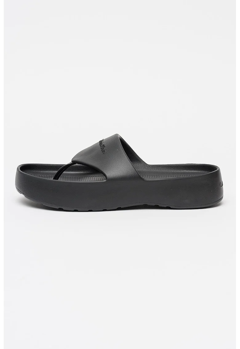 Papuci flip-flop uni cu logo, Negru