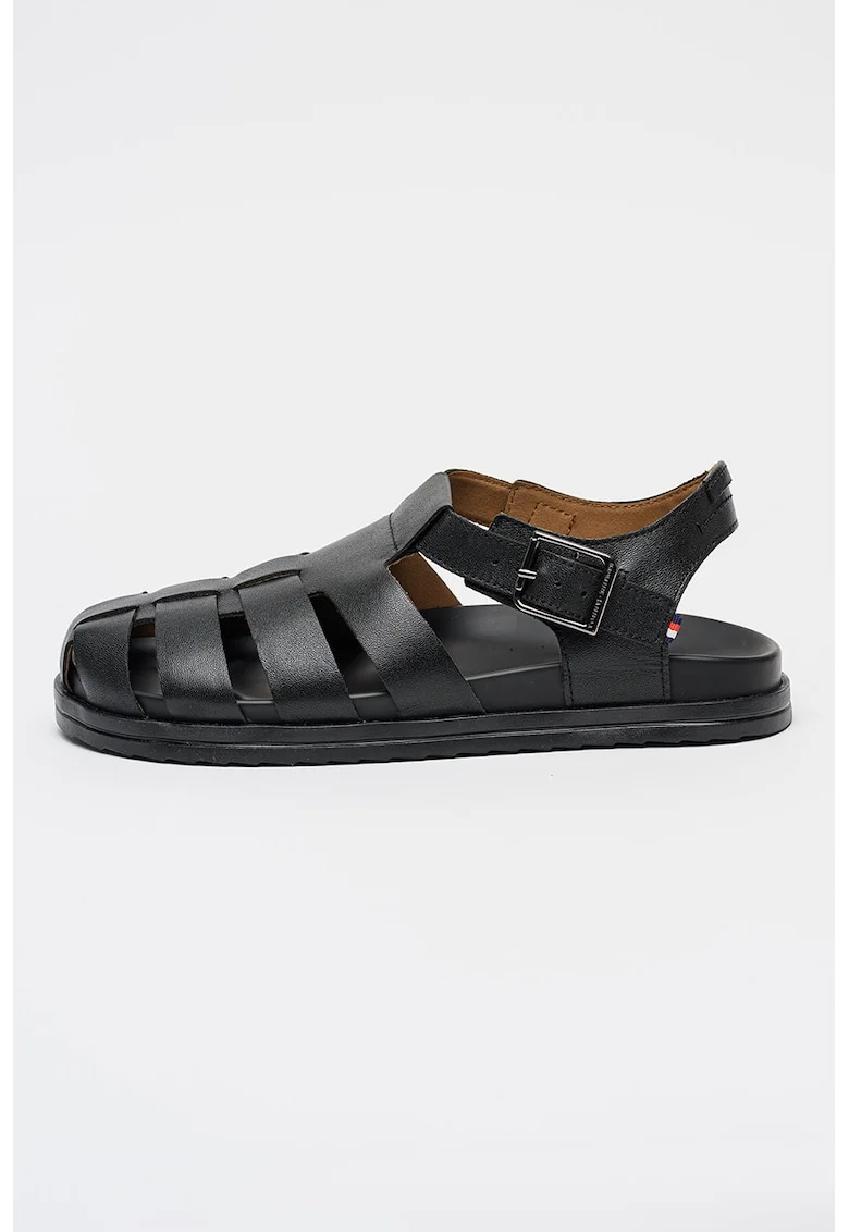 Sandale fisherman din piele, Negru