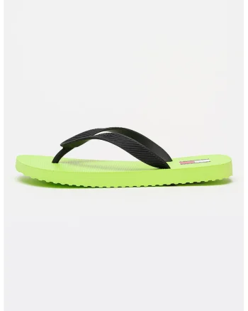 Papuci flip-flop cu logo si varf patrat, Negru