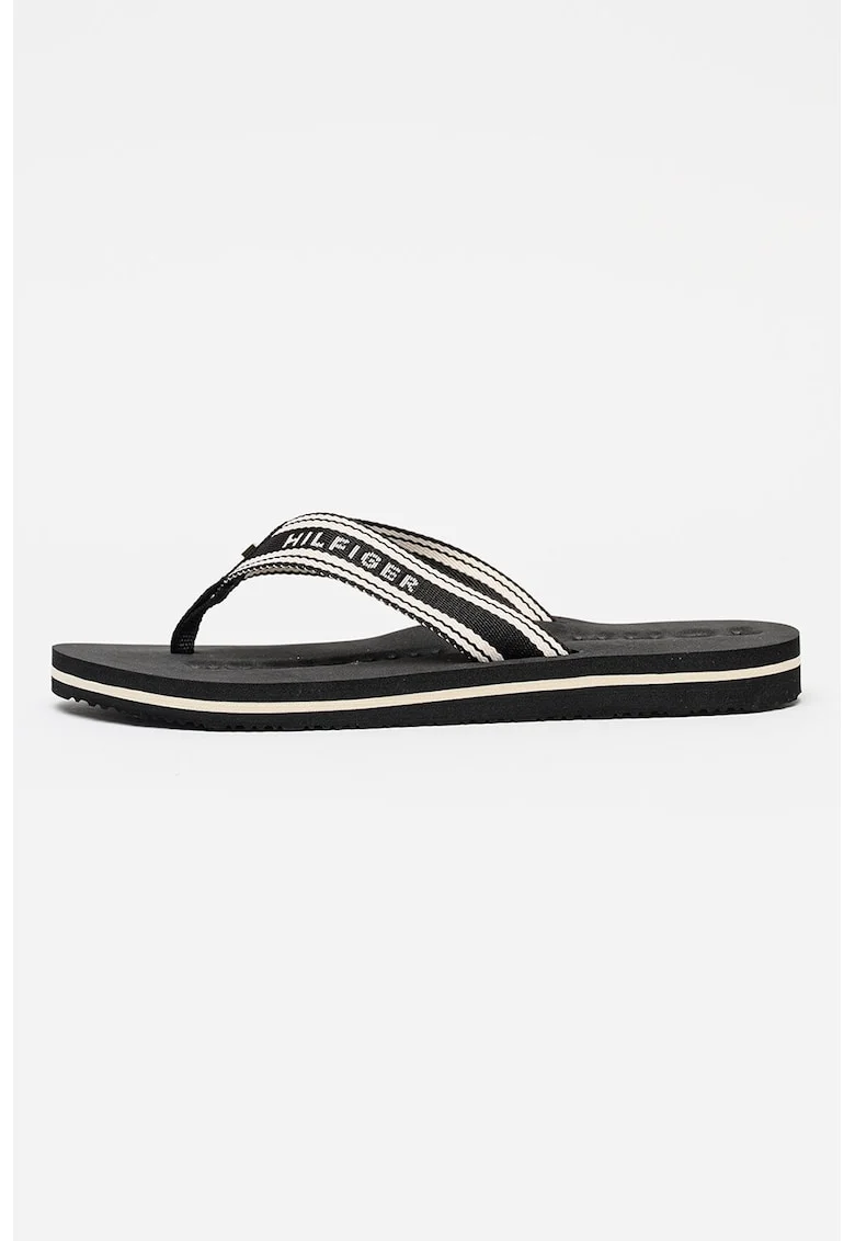 Papuci flip-flop cu logo, Alb/Negru