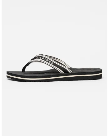 Papuci flip-flop cu logo, Alb/Negru
