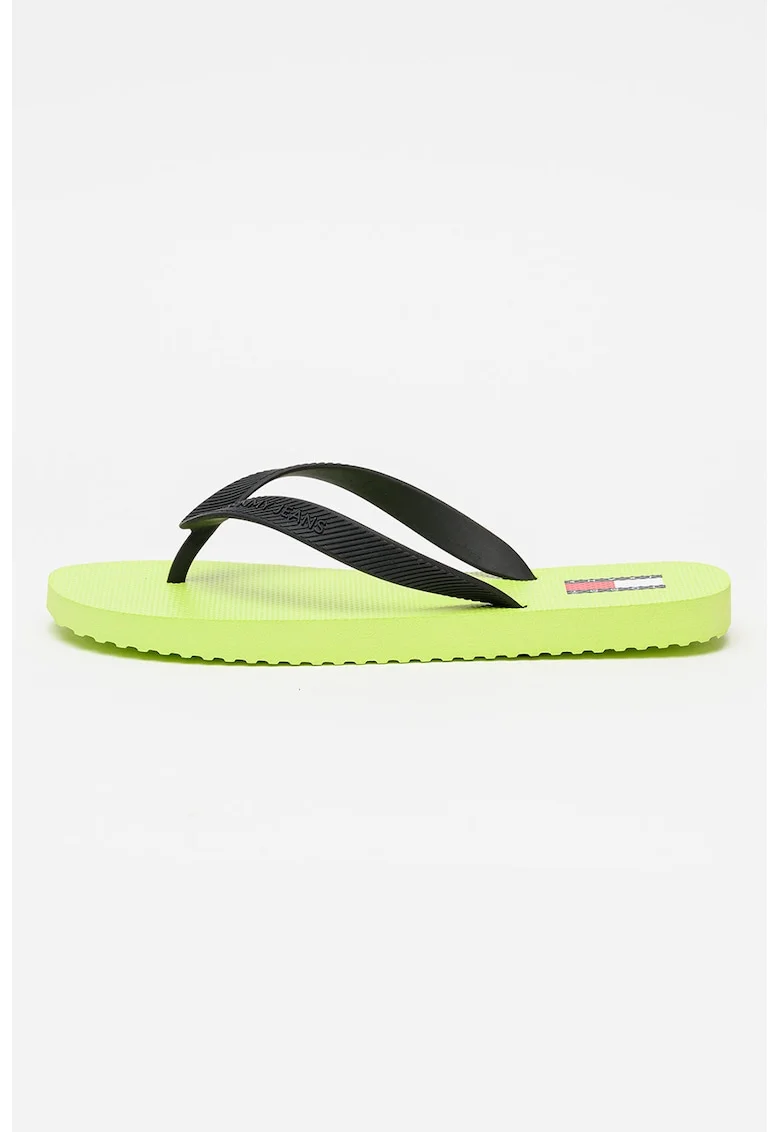 Papuci flip-flop uni, Negru/Verde fistic