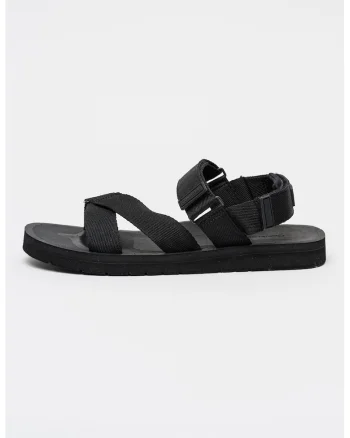 Sandale din material textil cu velcro, Negru