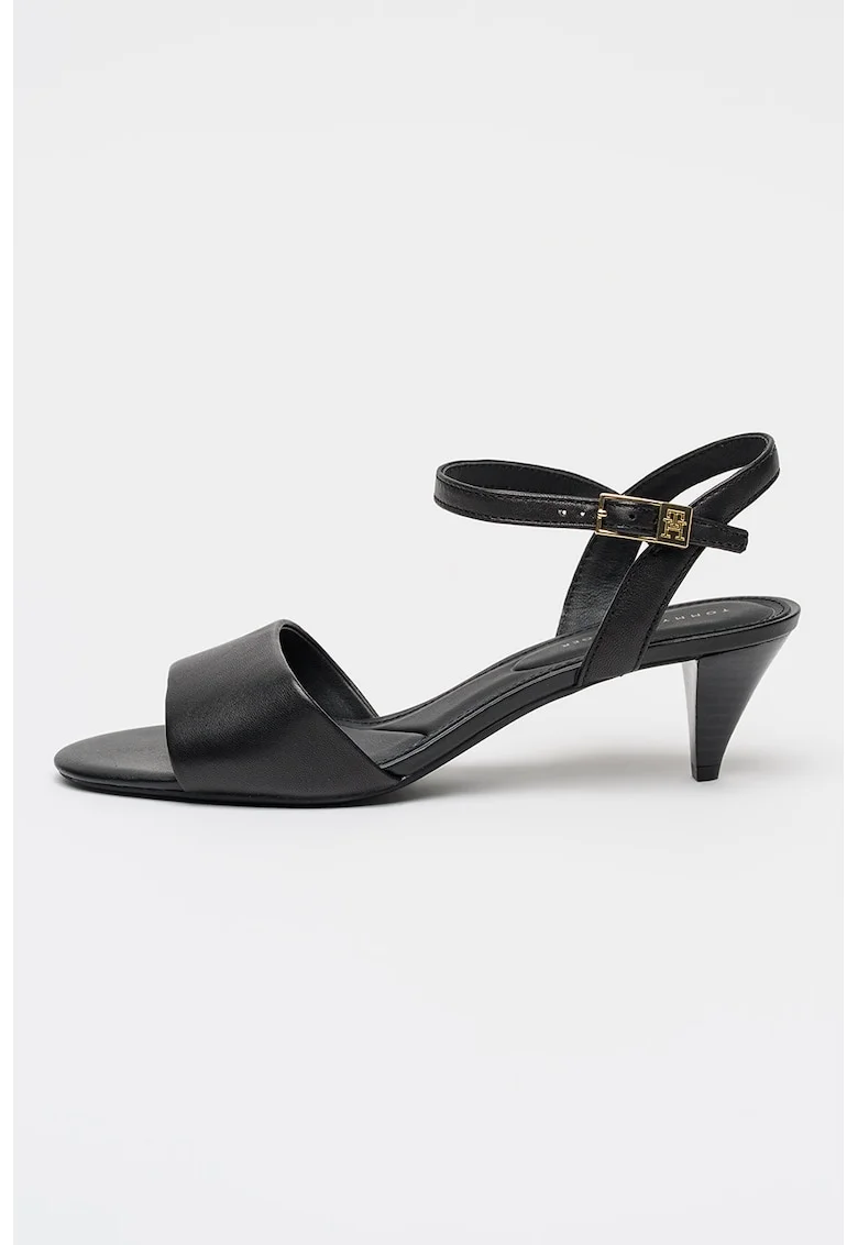 Sandale cu toc kitten, Auriu/Negru