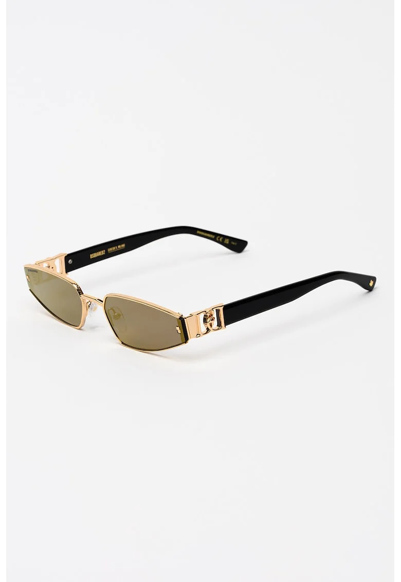 Ochelari de soare cat-eye cu lentile oglinda, Auriu