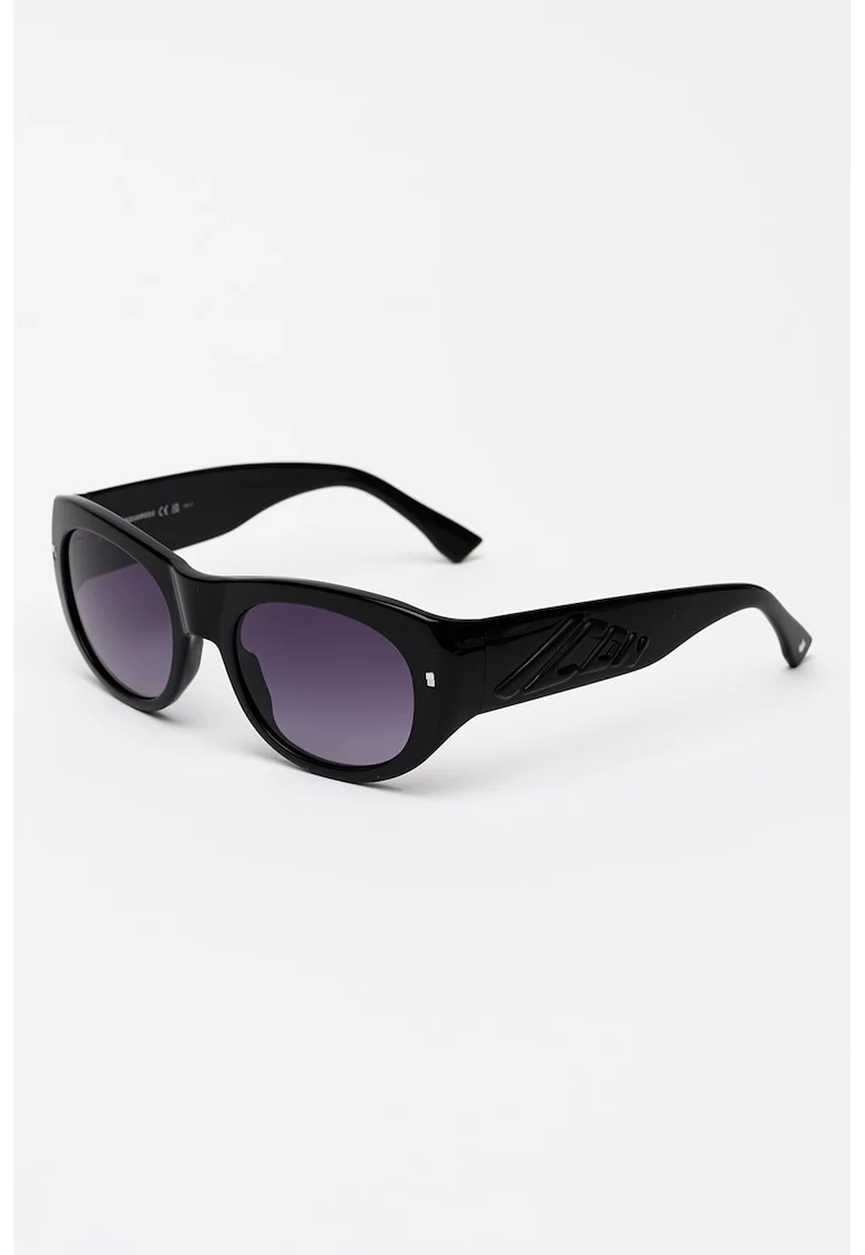 Ochelari de soare ovali cu lentile in degrade, Negru