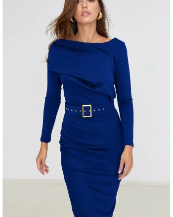Rochie midi evazata cu o curea Classy