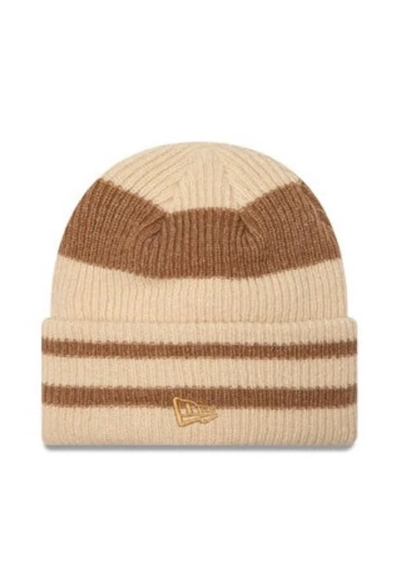 Caciula dama  Stripe Cuff Knit Beanie, acril, bej/maro