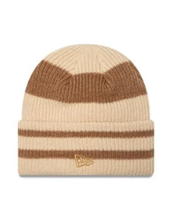 Caciula dama  Stripe Cuff Knit Beanie, acril, bej/maro