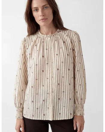 Bluza din bumbac cu imprimeu, Maro cognac/Bej deschis