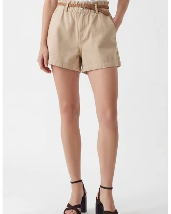 Pantaloni scurti din bumbac cu buzunare, Bej deschis