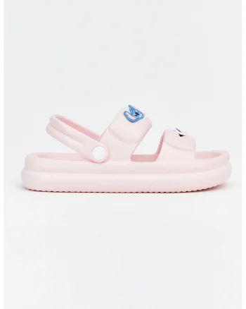 Sandale slingback cu aplicatii, Roz pastel/Albastru