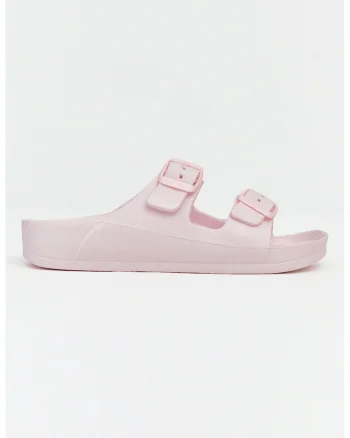 Papuci cu design catarama, Roz pal